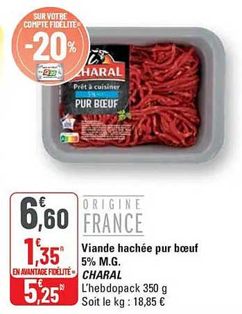 Viande hachée pur bœuf 5% M.G.