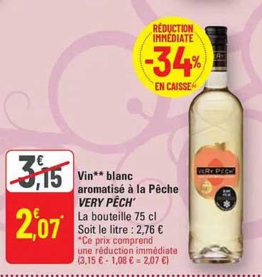 Vin** blanc aromatisé à la Pêche VERY PÉCH’