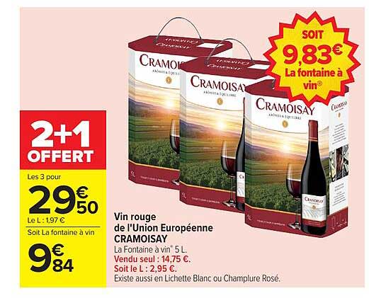 Vin rouge de l'Union Européenne CRAMOISAY
