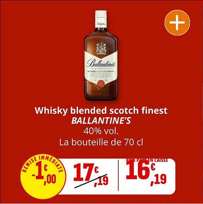 Whisky blended scotch finest BALLANTINE’S 40% vol. La bouteille de 70 cl