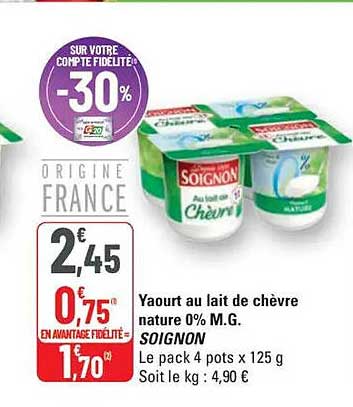 Yaourt au lait de chèvre nature 0% M.G. SOIGNON