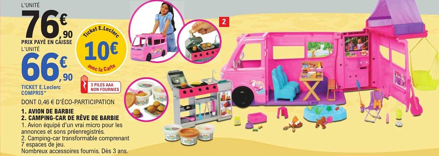 1. AVION DE BARBIE 2. CAMPING-CAR DE RÊVE DE BARBIE
