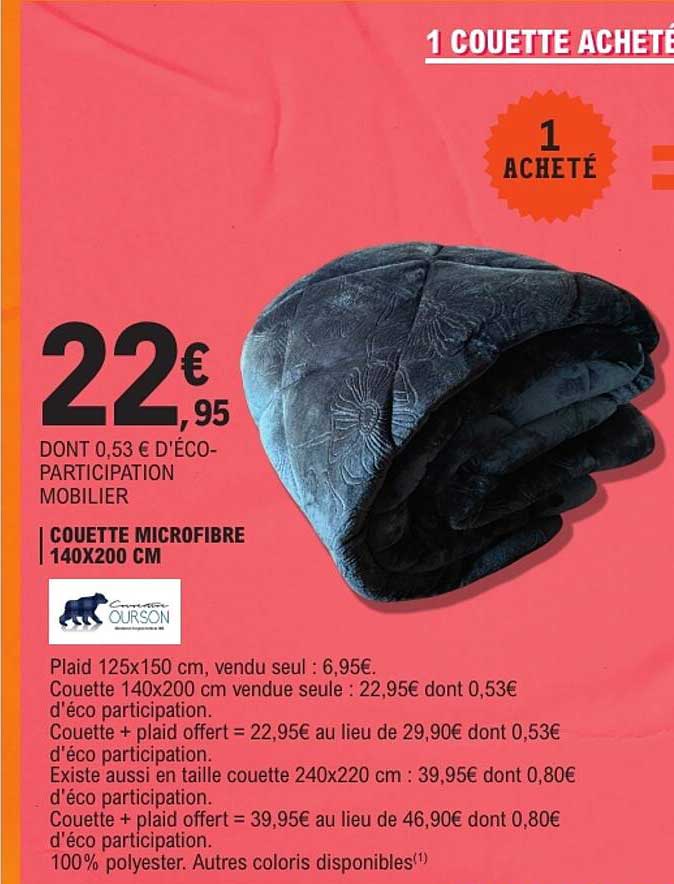 1 COUETTE ACHETÉE