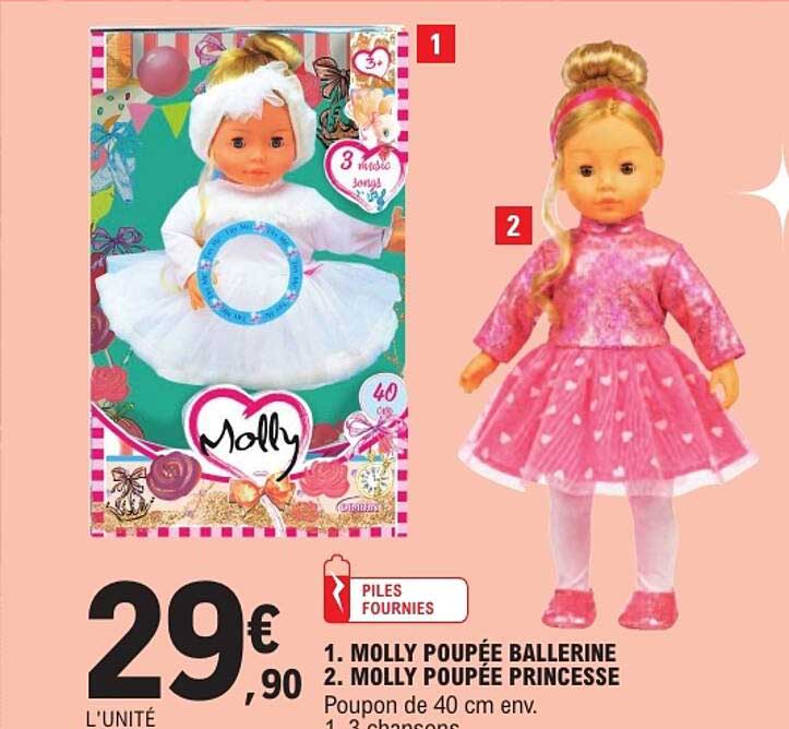 1. MOLLY POUPÉE BALLERINE 2. MOLLY POUPÉE PRINCESSE