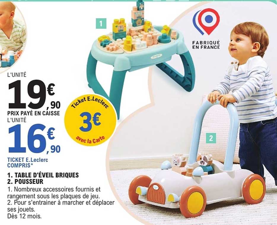1. TABLE D'ÉVEIL BRIQUES 2. POUSSEUR