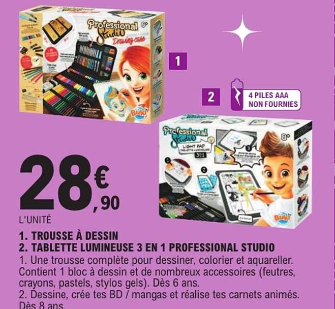 1. TROUSSE À DESSIN 2. TABLETTE LUMINEUSE 3 EN 1 PROFESSIONAL STUDIO