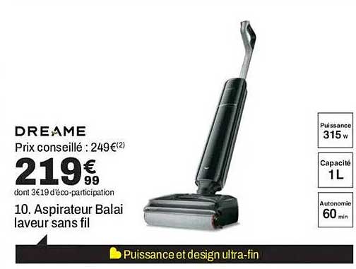 10. Aspirateur Balai laveur sans fil