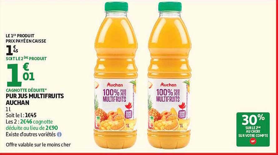 100% PUR JUS MULTIFRUITS AUCHAN