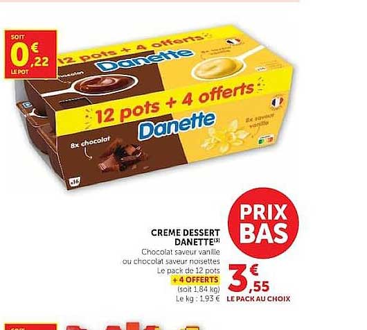 12 pots + 4 offerts Danette