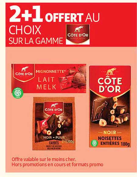 2+1 OFFERT AU CHOIX SUR LA GAMME CÔTE D'OR