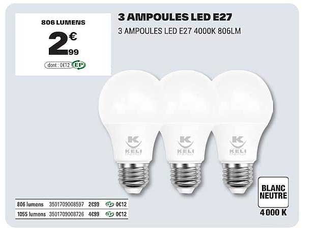 3 AMPOULES LED E27