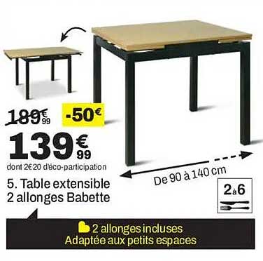 5. Table extensible 2 allonges Babette