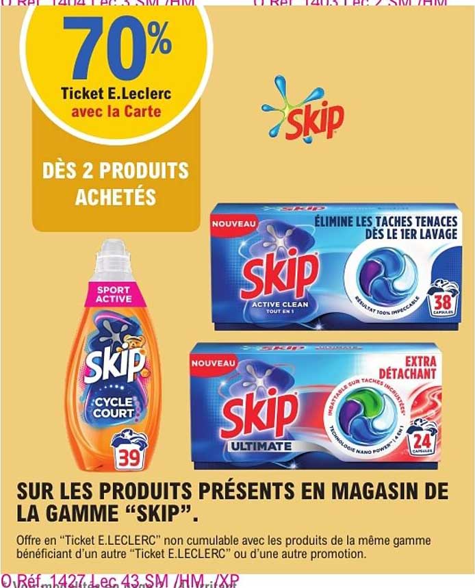 70% Ticket E.Leclerc avec la Carte DÈS 2 PRODUITS ACHETÉS