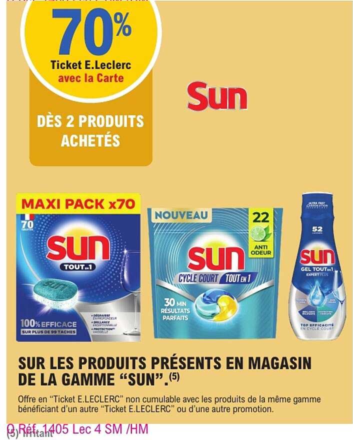 70% Ticket E.Leclerc avec la Carte dès 2 produits achetés