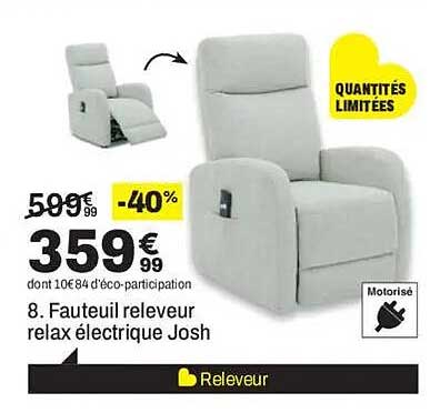 8. Fauteuil releveur relax électrique Josh