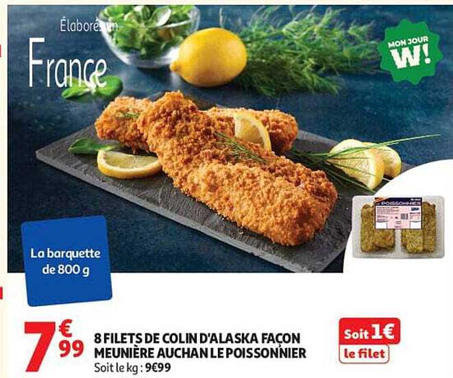 8 FILETS DE COLIN D'ALASKA FAÇON MEUNIÈRE AUCHAN LE POISSONNIER