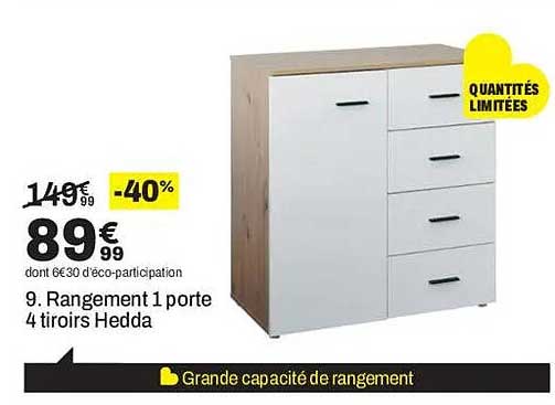 9. Rangement 1 porte 4 tiroirs Hedda