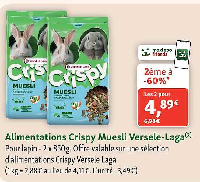 Alimentations Crispy Muesli Versele-Laga