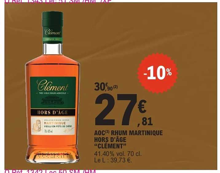 AOC Rhum martiniquais hors d'âge « Clément »