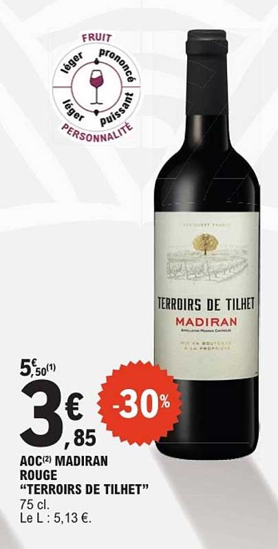 AOC(2) MADIRAN ROUGE "TERROIRS DE TILHET" 75 cl