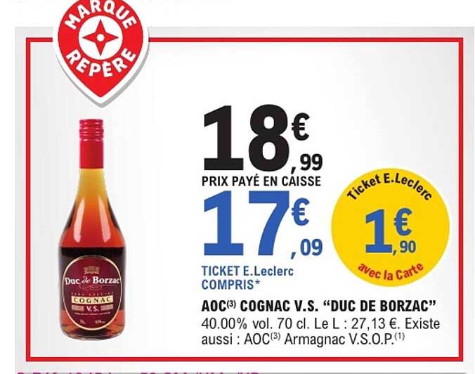 AOC(3) COGNAC V.S. “DUC DE BORZAC”