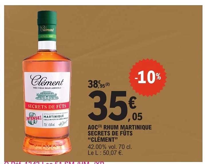 AOC(3) RHUM MARTINIQUE SECRETS DE FÛTS “CLÉMENT”