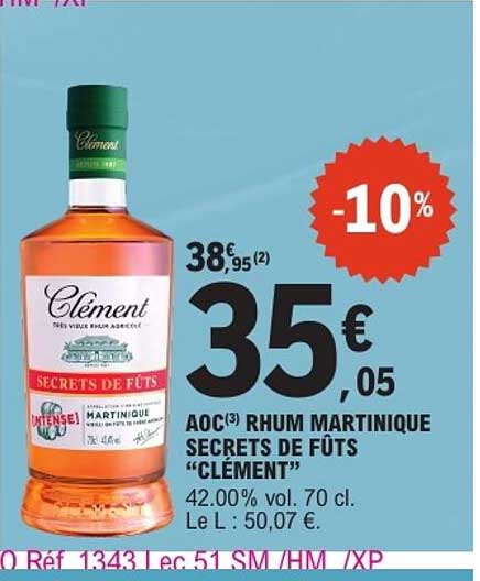 AOC(3) RHUM MARTINIQUE SECRETS DE FÛTS "CLÉMENT"