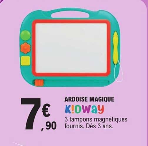 ARDOISE MAGIQUE KIDWAY 3 tampons magnétiques fournis. Dès 3 ans.