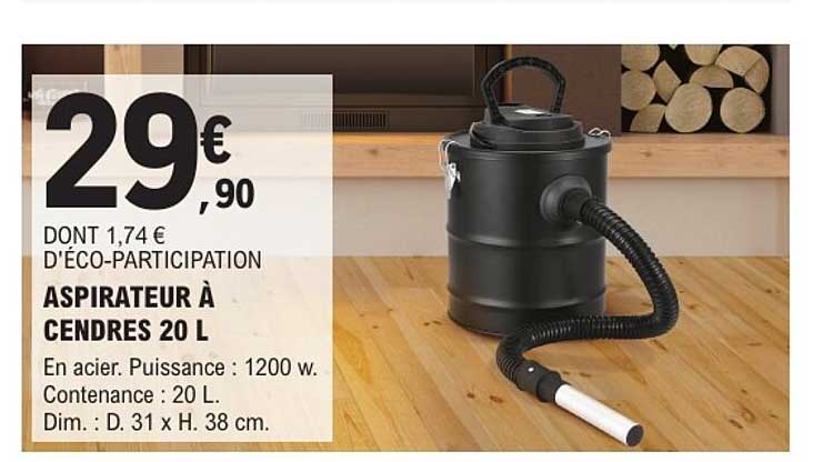 ASPIRATEUR À CENDRES 20 L