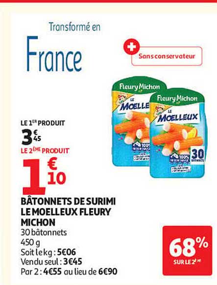 BÂTONNETS DE SURIMI LE MOELLEUX FLEURY MICHON