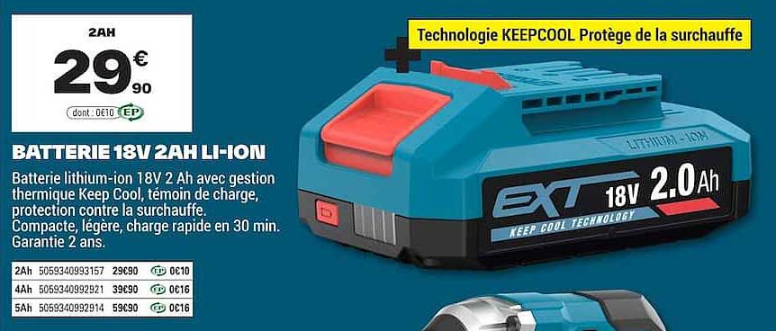 BATTERIE 18V 2AH LI-ION