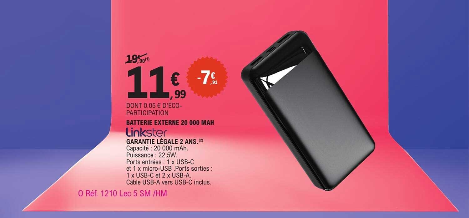 BATTERIE EXTERNE 20 000 MAH Linkster