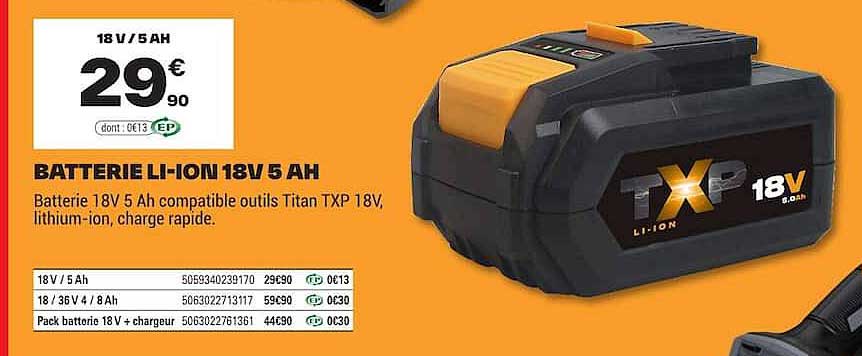 BATTERIE LI-ION 18V 5 AH