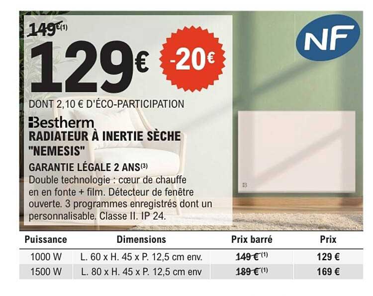 Bestherm RADIATEUR À INERTIE SÈCHE "NEMESIS"