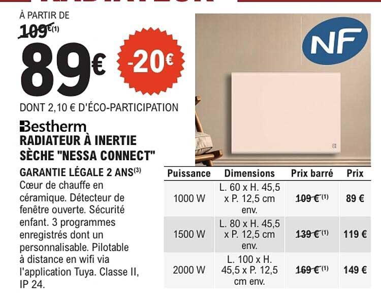 Bestherm RADIATEUR À INERTIE SÈCHE "NESSA CONNECT"