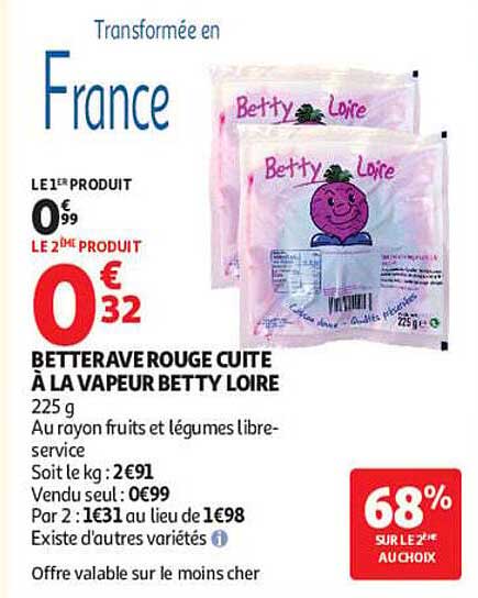 Betterave rouge cuite à la vapeur Betty Loire
