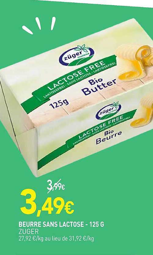 BEURRE SANS LACTOSE - 125 G ZUGER