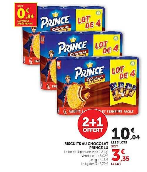 BISCUITS AU CHOCOLAT PRINCE LU