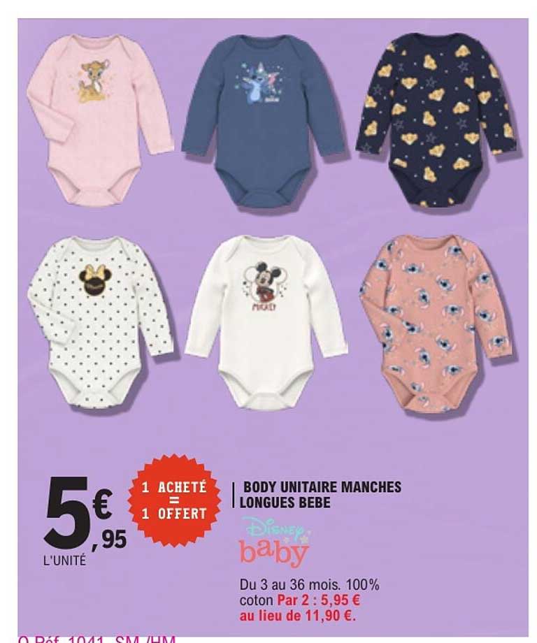 BODY UNITAIRE MANCHES LONGUES BEBE