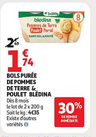 BOLS PURÉE DE POMMES DE TERRE & POULET BLÉDINA