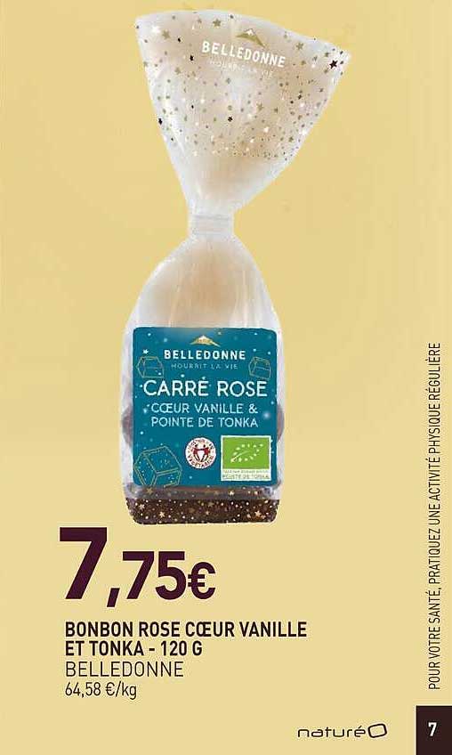 BONBON ROSE COEUR VANILLE ET TONKA - 120 G BELLEDONNE