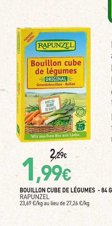 BOUILLON CUBE DE LÉGUMES - 84 G RAPUNZEL