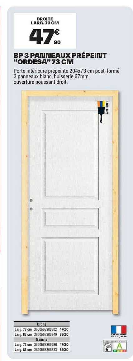 BP 3 PANNEAUX PRÉPEINT "ORDESA" 73 CM