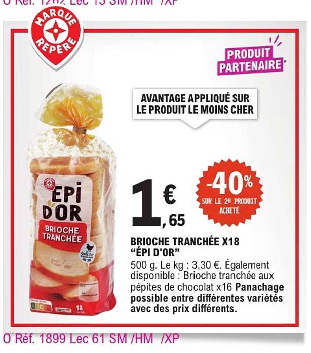 BRIOCHE TRANCHÉE X18 “ÉPI D’OR”