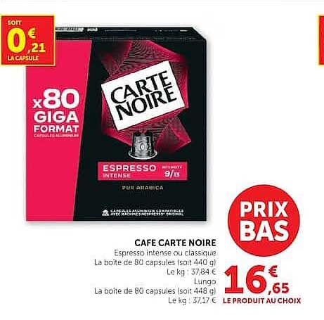 CAFE CARTE NOIRE Espresso intense ou classique