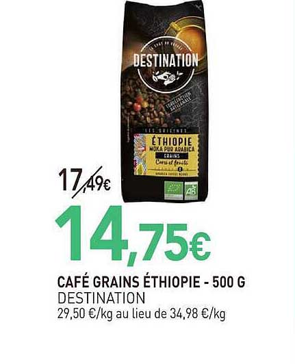 CAFÉ GRAINS ÉTHIOPIE - 500 G DESTINATION