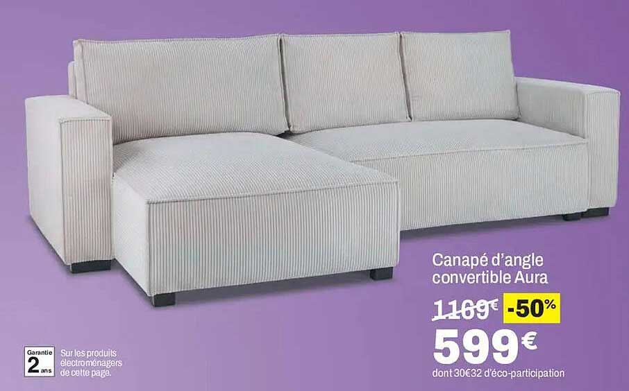 Canapé d’angle convertible Aura
