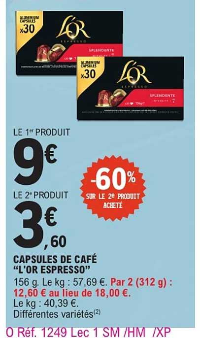 CAPSULES DE CAFÉ “L'OR ESPRESSO”