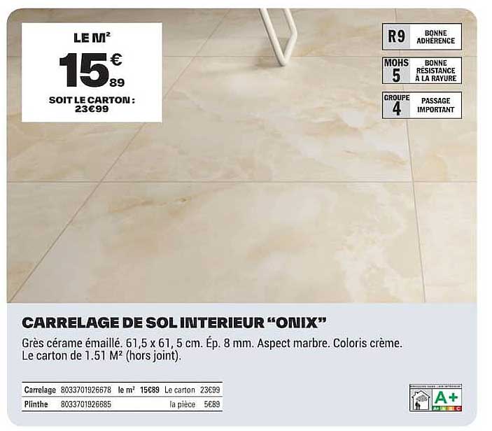 CARRELAGE DE SOL INTERIEUR “ONIX”
