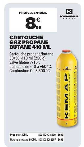 CARTOUCHE GAZ PROPANE BUTANE 410 ML